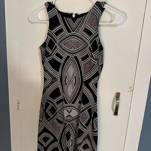 Elegant Black and White Geometric Dress